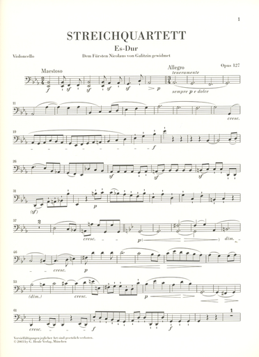 Beethoven, L.van (Platen, ed.): String Quartet in Eb, Op. 127, urtext (2 violin, viola, and cello)