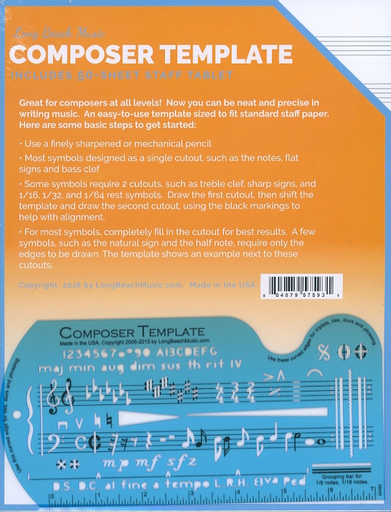 Composer Template with 10 Stave Manuscript Paper, 50 Page Tablet