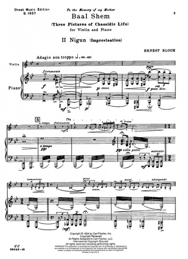 Bloch: Nigun No.2 from Baal Shem (violin & piano) FISCHER
