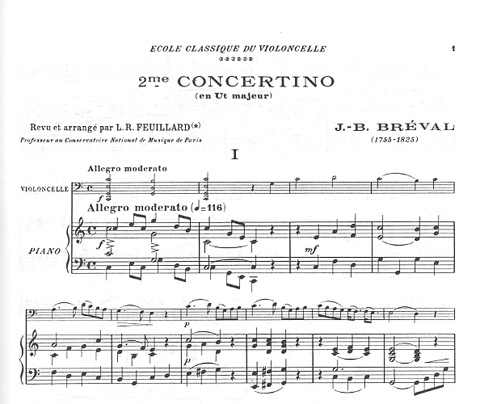 Breval, J.B.: Concertino No.2 in C Major (cello & piano)