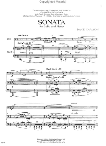Carlson, David: Sonata (cello & piano)