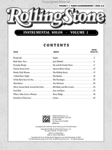 Rolling Stone Magazine: 500 Greatest Songs of All Time V. 1 (viola & cd)