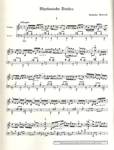 Martinu, B.: Rhythmical Studies (Rhythmische Etuden) (violin)