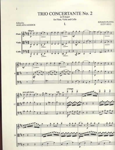 Pleyel, Ignace: Trios Concertante Nos. 2 and 3 (flute, viola & cello) score & parts