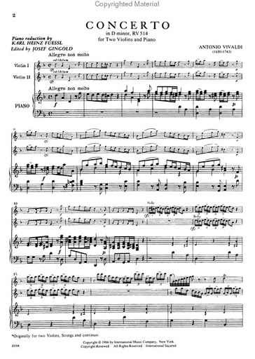 Vivaldi, Antonio: Concerto in d minor F.I. No.100 (flute, violin & piano)