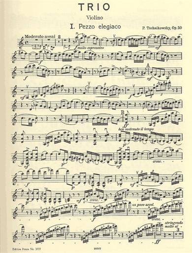 Tchaikovsky, P.I.: Trio in A minor, Op.50 (violin, cello, piano) PETERS