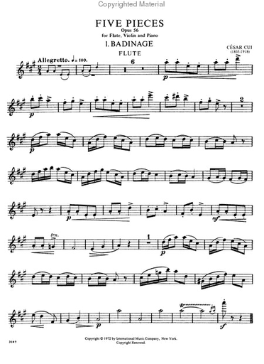 Cui, Cesar: Five Pieces, Op.56 (flute, violin, piano)