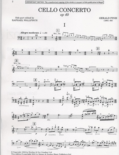 Finzi, G.: Concerto Op.40 (cello & piano)