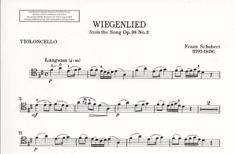 Schubert, F.: Wiegenlied Op 98 No.2 (Cello & Piano)