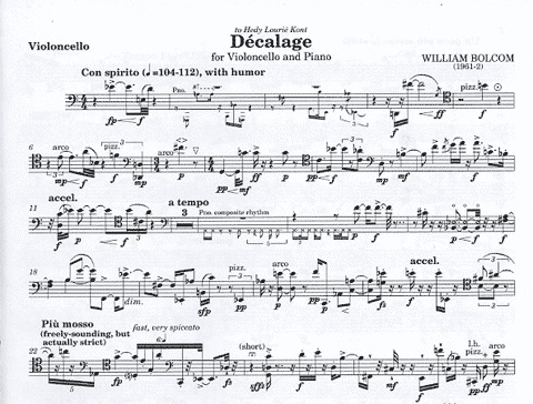 Bolcom, William: Decalage (cello & piano)