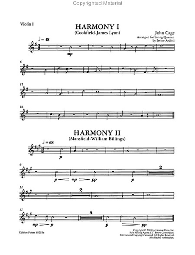 Cage, John: 44 Harmonies from Apartment House 1776 (string quartet) parts