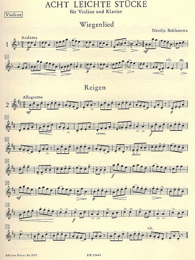 Baklanova, Natalja: 8 Easy Pieces (violin & piano)