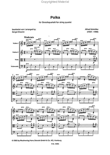 Schnittke, Alfred: Polka (Sergej Dreznin) String Quartet, score and parts