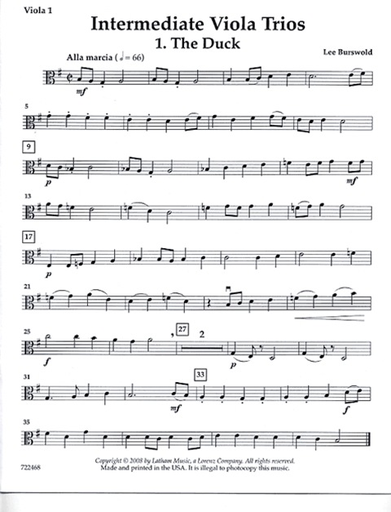 Burswold, Lee: Intermediate Viola Trios (parts and score)