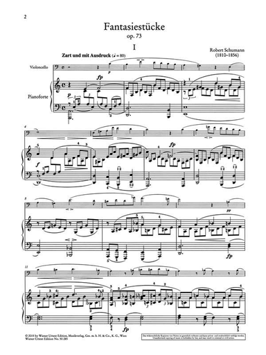 Schumann R. (urtext): Fantasy Pieces/Fantansiestucke, Op.73 (cello and piano)