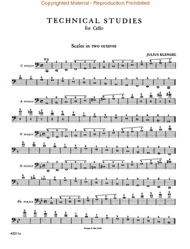 Klengel: Technical Studies, Vol.1 (cello) Schirmer