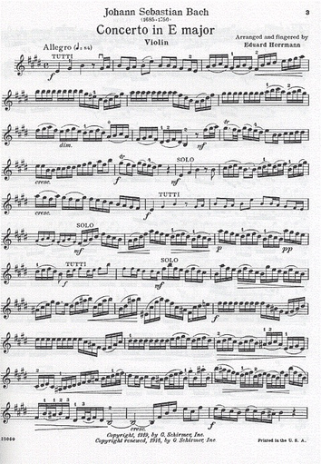 Bach, J.S. (Herrmann): Concerto in E Major, BWV1042 (violin, and piano reduction)