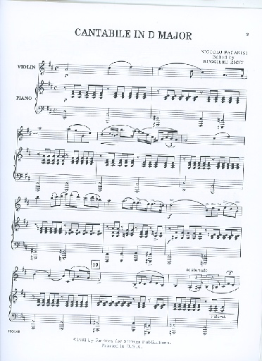 Paganini, Niccolo (Ricci): Cantabile in D (violin & piano)