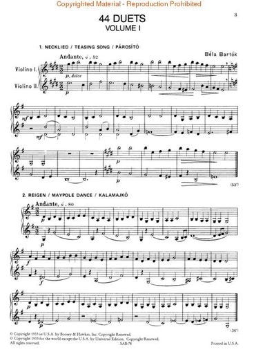 Bartok, B.: 44 Duets, Volume I (No.1-25) (two violins)