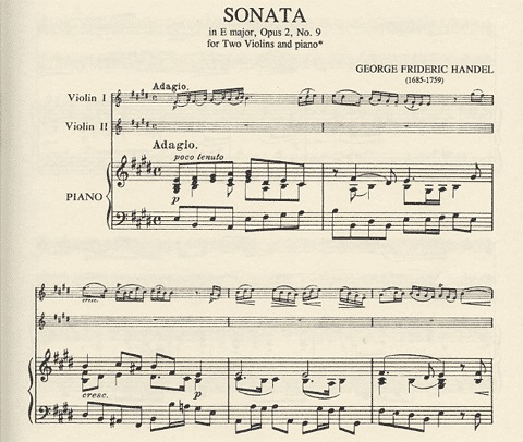 Handel, G.F.: Sonata in E major Op.2#9 (2 Violins & Piano)