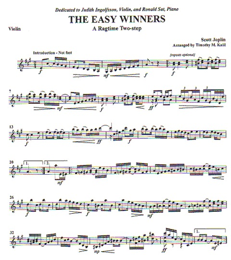 Joplin, Scott: The Easy Winners: A Ragtime Two-step (violin & piano)