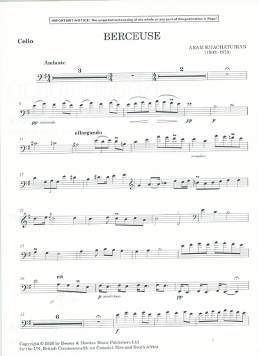 Khachaturian, Aram: Berceuse (violin, cello, piano)
