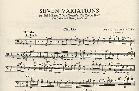 Beethoven: Seven Variations on 'Bei Mannern' from Magic Flute (cello & piano)