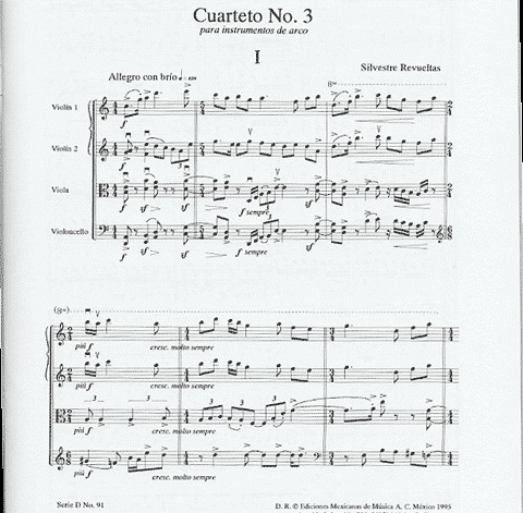 Revueltas, Silvestre: String Quartet-Cuarteto No. 3 (score and parts)