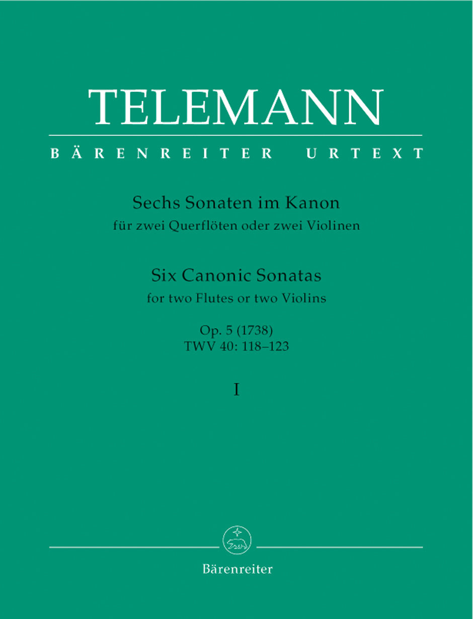 Telemann, G.P. (Hausswald): 6 Canonic Sonatas #1-3, Vol. 1, (2 Violins) Barenreiter