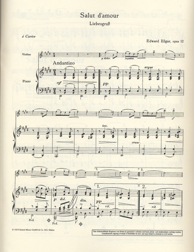 Elgar, E.: Salut D'Amour, Op.12, No.3 (violin and piano)