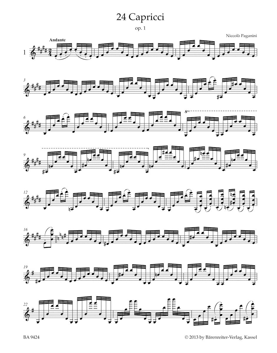 Paganini, Nicolo (Macchione): 24 Caprices for Violin Solo Op. 1, Barenreiter