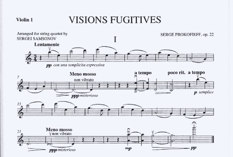 Prokofieff, S. (Samsonov, arr): Visions Fugitives, Op.22 (string quartet)