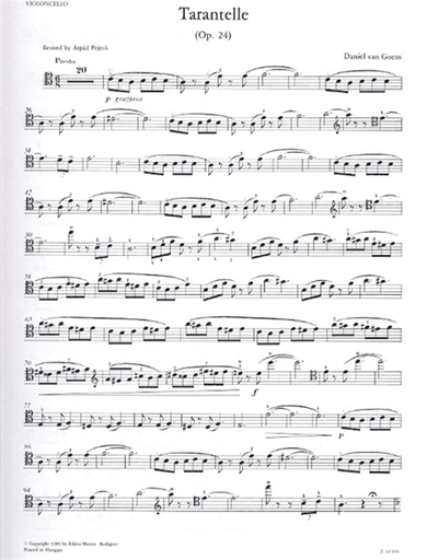 Goens, Daniel van (Pejtsik): Tarantelle, Op. 24 (cello & piano), Edito Musica Budapest