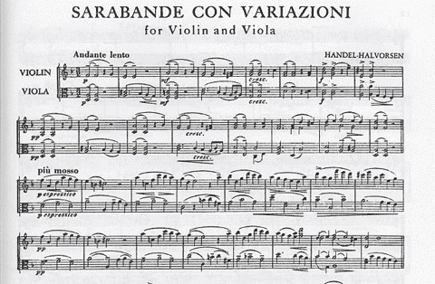 Handel, G.F. (Halvorsen): Sarabande con Variazioni for Violin & Viola