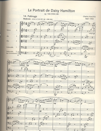 Koechlin, Charles: Le Portrait de Daisy Hamilton-Vol. 7-Ten Pieces for String Sextet (2 violins, 2 violas, 2 cellos) score & parts