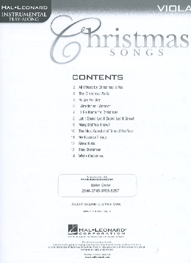 Christmas Songs, Play-Along (viola & internet audio access included)