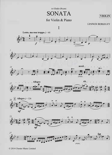 Berkeley, Lennox.: Sonata No. 1 for violin and piano