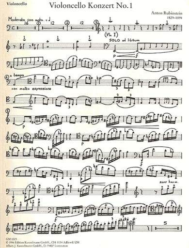 Rubinstein, Anton: Cello Concerto Op.65 No.1 (cello & piano)