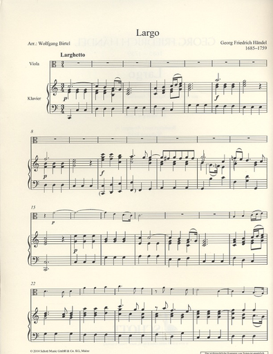 Handel, G.F.: Largo-Ombra mai fu- from the opera Xerxes (viola & piano)