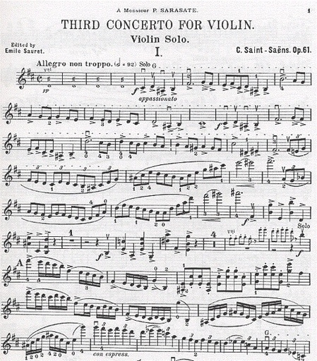 Saint-Saens, Camille (Sauret): Violin Concerto #3 Op.61 in B minor (violin & piano)