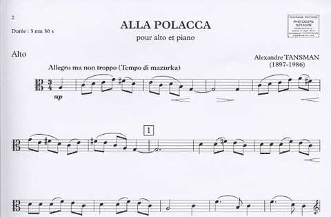 Tansman, Alexandre: Alla Polacca (viola & piano)