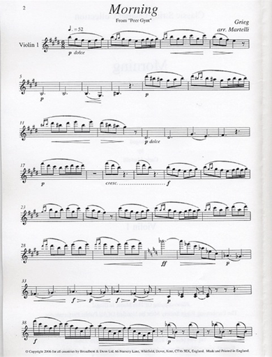 Grieg, Edvard (Martelli): Morning from Peer Gynt (string quartet)