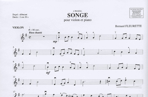Fleurette, Bernard: Songe (violin & piano)