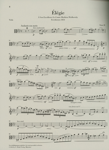 Vieuxtemps, H. (Jost): Elegie, Op.30 - URTEXT (viola & piano)