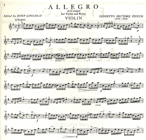 Fiocco, J.H. (Gingold): Allegro (violin & piano)