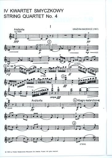 Bacewicz, Grazyna: String Quartet No. 4 (1951) score and parts