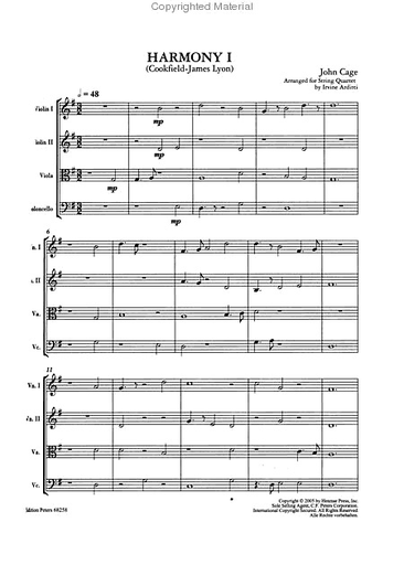 Cage, J. (Arditti): (Score) 44 Harmonies from Apartment House 1776 (string quartet)