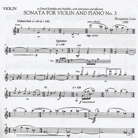 Lees, B.: Violin Sonata, No. 3 (violin & piano)