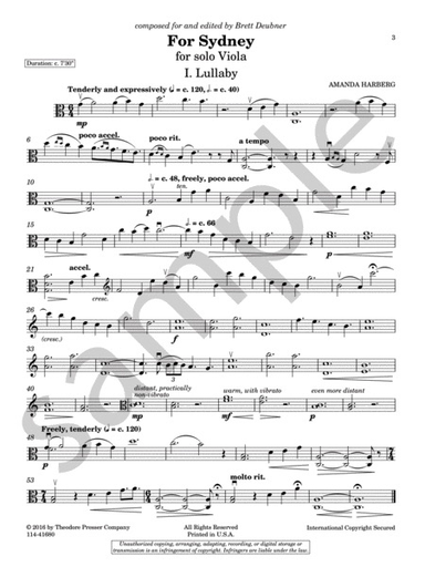 Harberg, Amanda: For Sydney (viola solo)