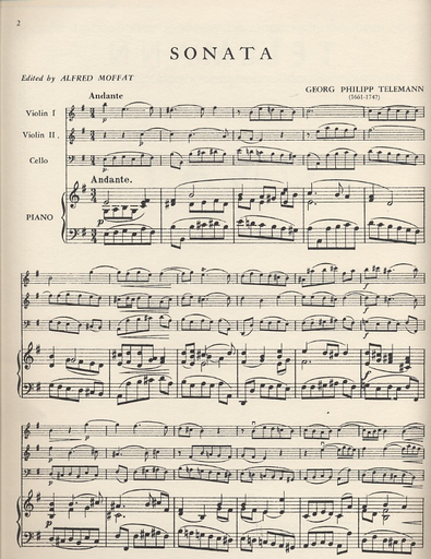Telemann, G.P.: Sonata in e minor (2 violins & piano, optional cello)